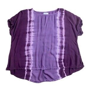 New Directions Purple Tie Dye Light Flowy Blouse